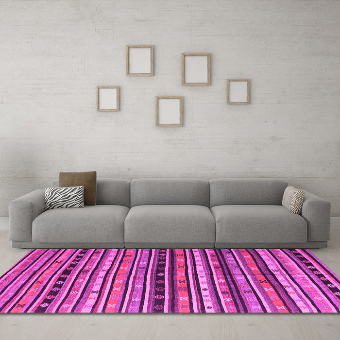Machine Washable Southwestern Pink Country Rug in a Living Room, wshcon858pnk
