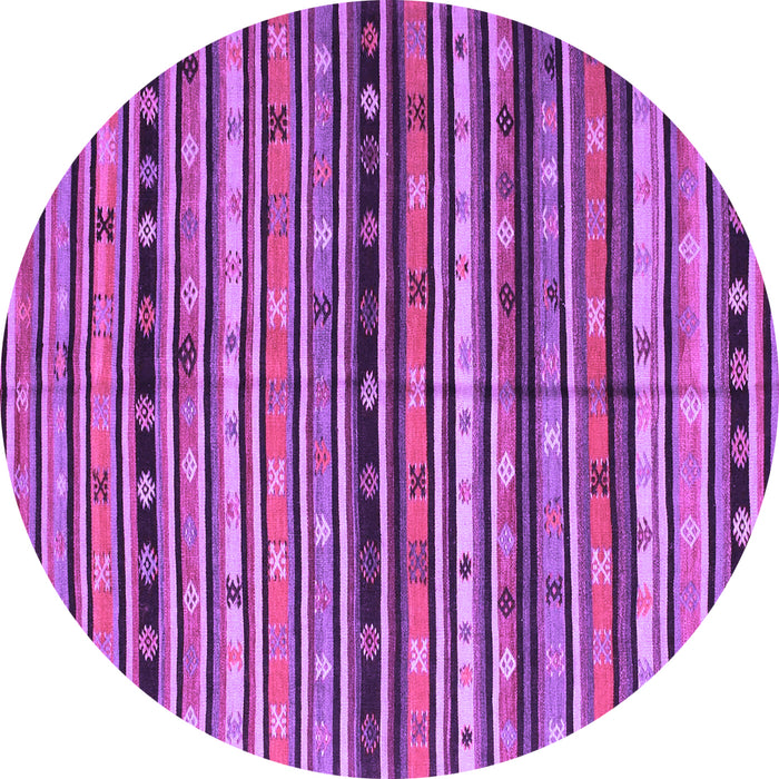 Round Machine Washable Southwestern Purple Country Area Rugs, wshcon858pur