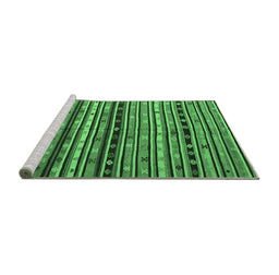 Sideview of Machine Washable Southwestern Emerald Green Country Area Rugs, wshcon858emgrn