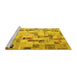 Sideview of Machine Washable Patchwork Yellow Transitional Rug, wshcon859yw