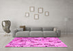 Machine Washable Patchwork Pink Transitional Rug in a Living Room, wshcon859pnk