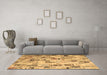Machine Washable Patchwork Brown Transitional Rug in a Living Room,, wshcon859brn