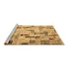 Sideview of Machine Washable Patchwork Brown Transitional Rug, wshcon859brn