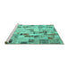 Sideview of Machine Washable Patchwork Turquoise Transitional Area Rugs, wshcon859turq