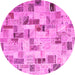 Round Patchwork Pink Transitional Rug, con859pnk