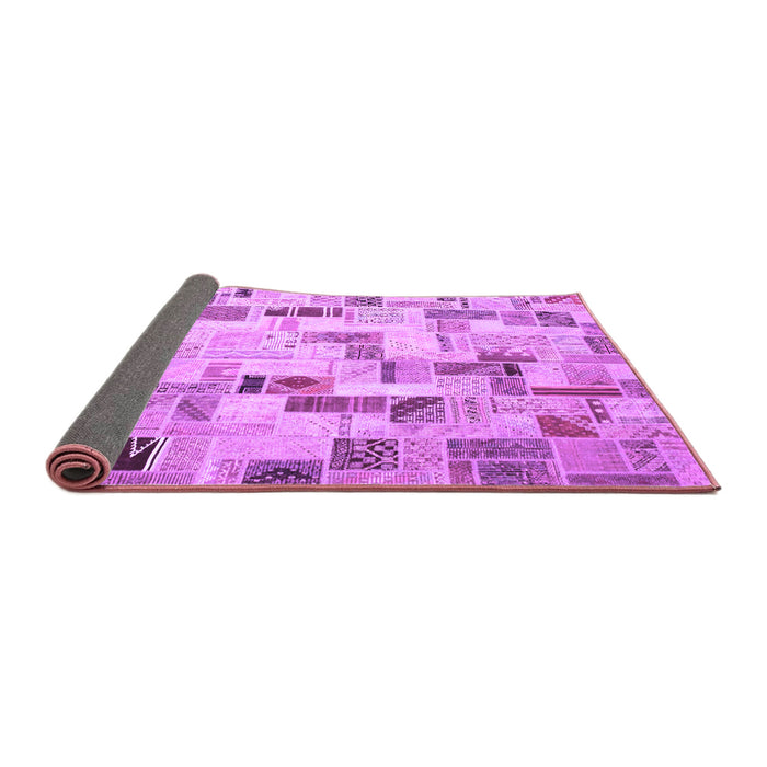 Sideview of Patchwork Purple Transitional Rug, con859pur