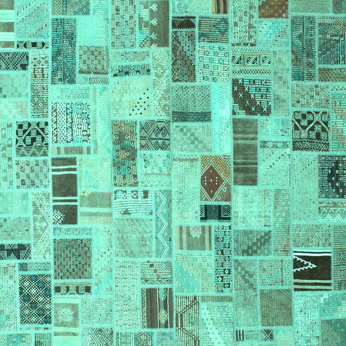 Machine Washable Patchwork Turquoise Transitional Area Rugs, wshcon859turq