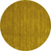 Round Machine Washable Abstract Yellow Contemporary Rug, wshcon85yw