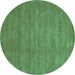 Round Abstract Turquoise Contemporary Rug, con85turq