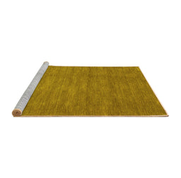 Sideview of Machine Washable Abstract Yellow Contemporary Rug, wshcon85yw