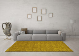 Machine Washable Abstract Yellow Contemporary Rug in a Living Room, wshcon85yw
