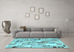 Machine Washable Patchwork Light Blue Transitional Rug in a Living Room, wshcon860lblu