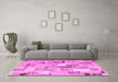 Machine Washable Patchwork Pink Transitional Rug in a Living Room, wshcon860pnk