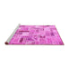 Sideview of Machine Washable Patchwork Pink Transitional Rug, wshcon860pnk