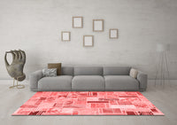 Machine Washable Patchwork Red Transitional Rug, wshcon860red