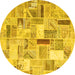 Round Patchwork Yellow Transitional Rug, con860yw