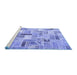 Sideview of Machine Washable Patchwork Blue Transitional Rug, wshcon860blu