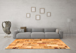 Machine Washable Patchwork Orange Transitional Area Rugs in a Living Room, wshcon860org