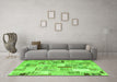 Machine Washable Patchwork Green Transitional Area Rugs in a Living Room,, wshcon860grn