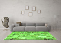 Machine Washable Patchwork Green Transitional Rug, wshcon860grn