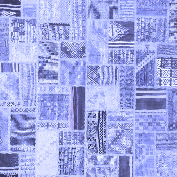 Machine Washable Patchwork Blue Transitional Rug, wshcon860blu