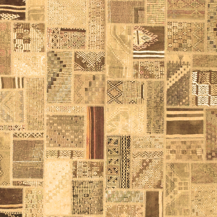 Machine Washable Patchwork Brown Transitional Rug, wshcon860brn