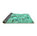 Sideview of Patchwork Turquoise Transitional Rug, con860turq