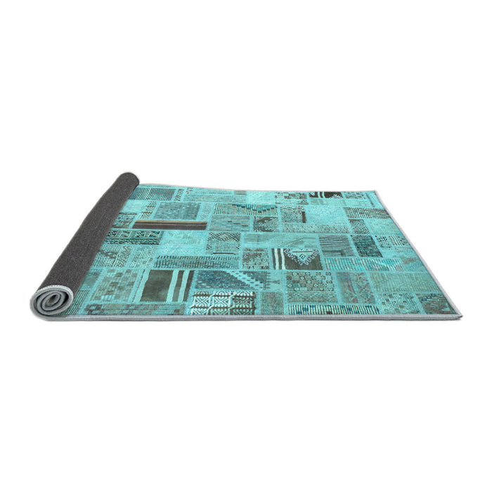 Sideview of Patchwork Light Blue Transitional Rug, con860lblu