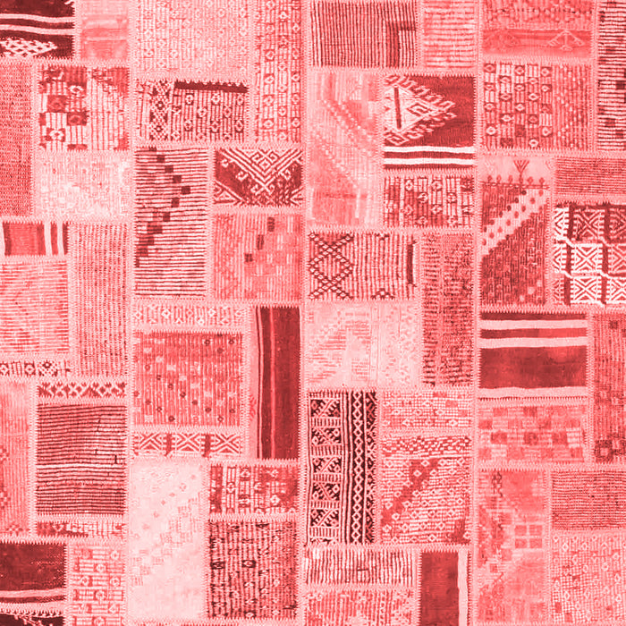 Machine Washable Patchwork Red Transitional Rug, wshcon860red