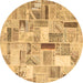 Round Patchwork Brown Transitional Rug, con860brn