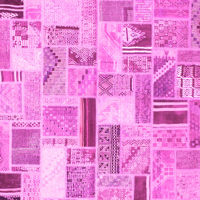 Machine Washable Patchwork Pink Transitional Rug, wshcon860pnk