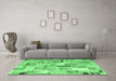 Machine Washable Patchwork Emerald Green Transitional Area Rugs in a Living Room,, wshcon860emgrn