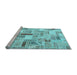 Sideview of Machine Washable Patchwork Light Blue Transitional Rug, wshcon860lblu