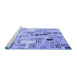 Sideview of Machine Washable Patchwork Blue Transitional Rug, wshcon861blu