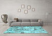 Machine Washable Patchwork Light Blue Transitional Rug in a Living Room, wshcon861lblu