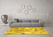 Machine Washable Patchwork Yellow Transitional Rug in a Living Room, wshcon861yw