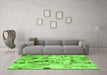 Machine Washable Patchwork Green Transitional Area Rugs in a Living Room,, wshcon861grn