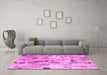 Machine Washable Patchwork Pink Transitional Rug in a Living Room, wshcon861pnk