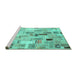 Sideview of Machine Washable Patchwork Turquoise Transitional Area Rugs, wshcon861turq