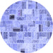 Round Patchwork Blue Transitional Rug, con861blu