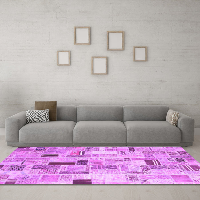 Machine Washable Patchwork Purple Transitional Area Rugs in a Living Room, wshcon861pur