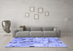 Machine Washable Patchwork Blue Transitional Rug in a Living Room, wshcon861blu