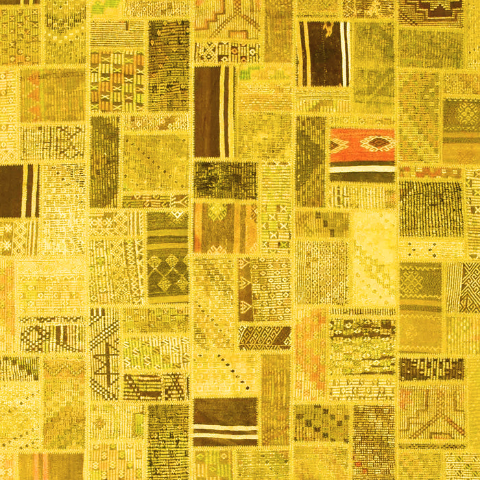 Patchwork Yellow Transitional Rug, con861yw