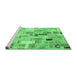 Sideview of Machine Washable Patchwork Emerald Green Transitional Area Rugs, wshcon861emgrn