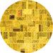 Round Patchwork Yellow Transitional Rug, con861yw