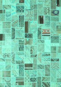 Patchwork Turquoise Transitional Rug, con861turq