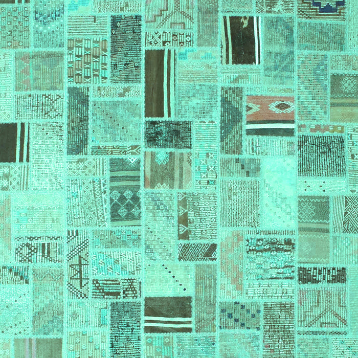 Patchwork Turquoise Transitional Rug, con861turq