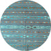 Round Oriental Light Blue Traditional Rug, con862lblu