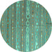 Round Machine Washable Oriental Turquoise Traditional Area Rugs, wshcon862turq