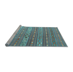 Sideview of Machine Washable Oriental Light Blue Traditional Rug, wshcon862lblu